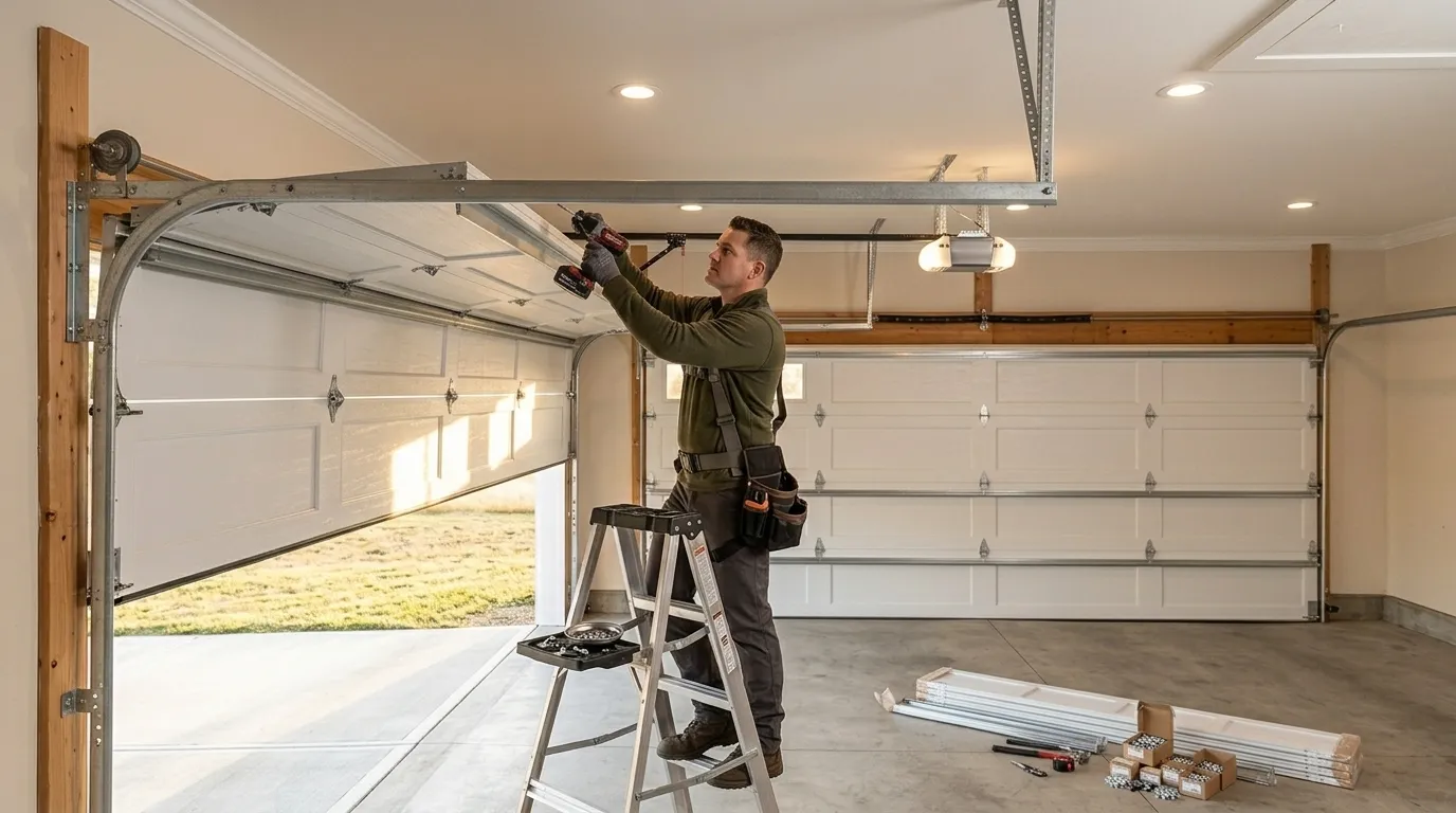 Wood-look composite garage door