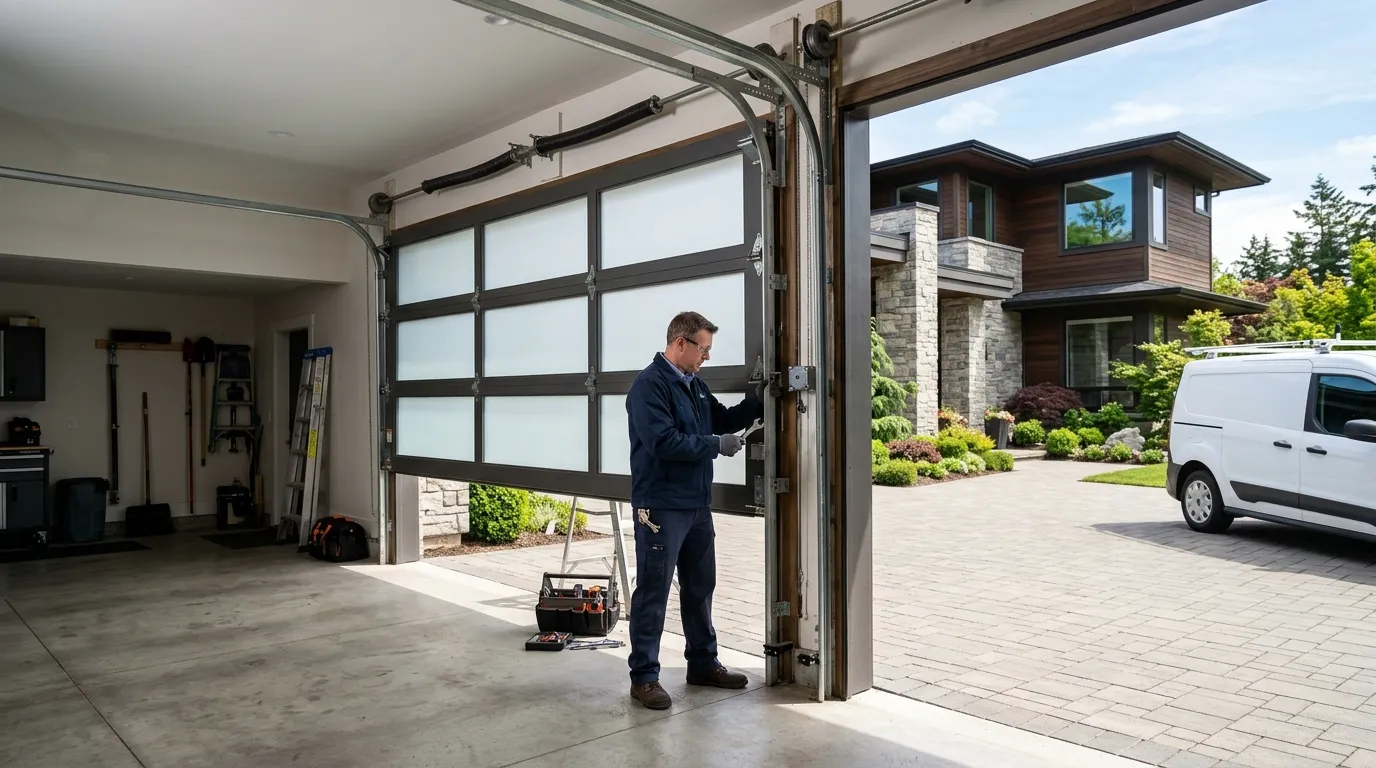 Steel with windows garage door